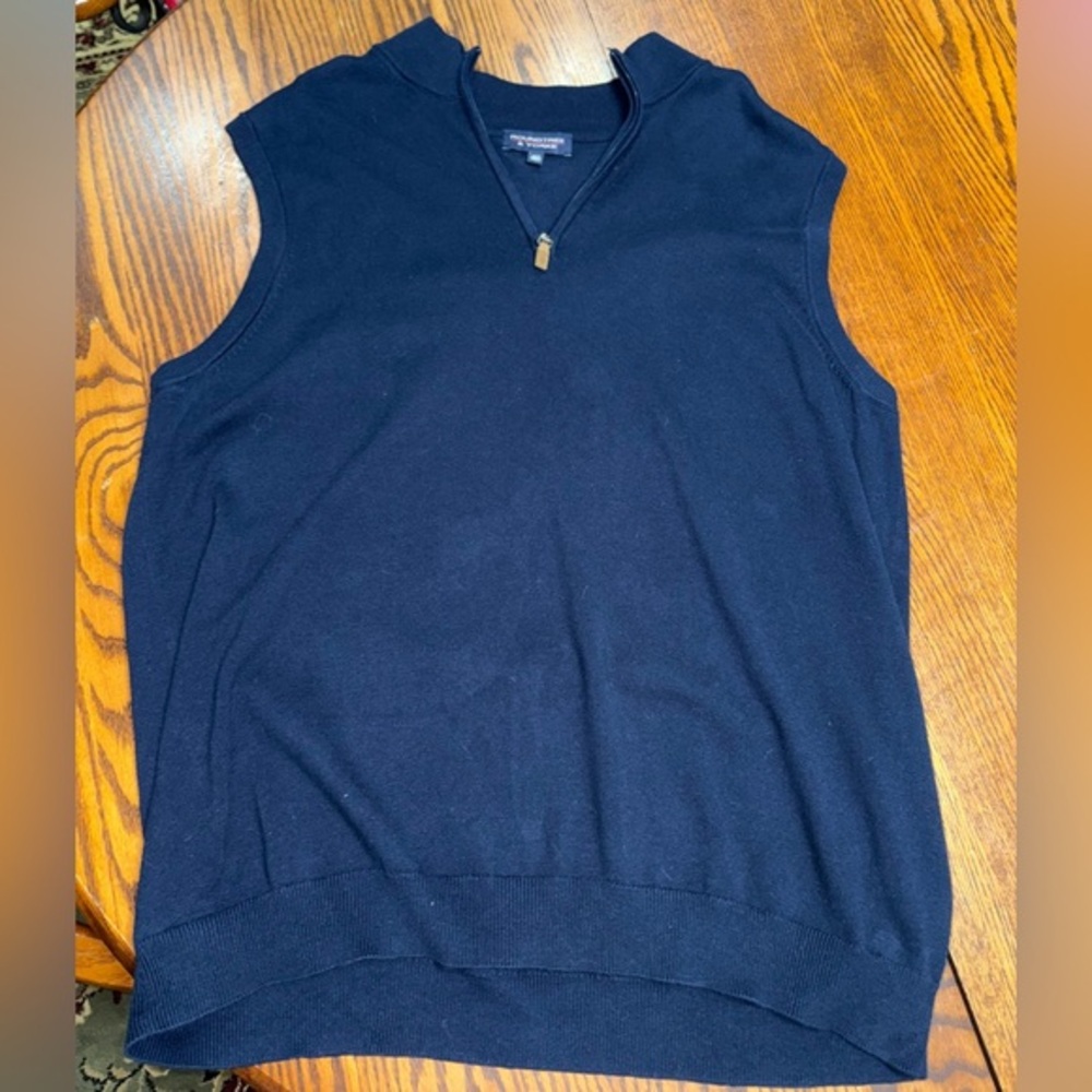 ROUNDTREE & YORKE EUC SUZE 2XT NAVY BLUE QUARTER ZIP SWEATER VEST.